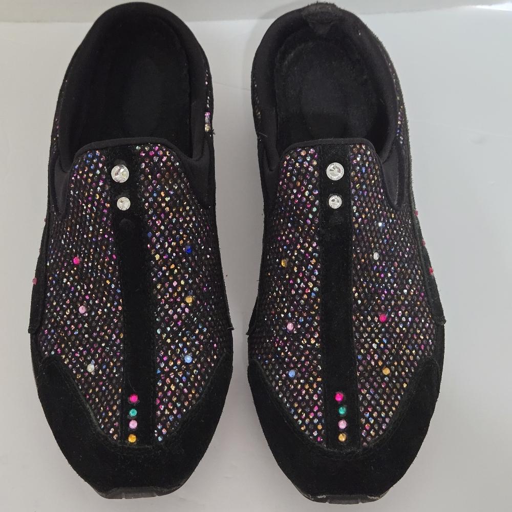 'S26204 Easy Spirit Black Multicolor Glitter Rhinestones Mules